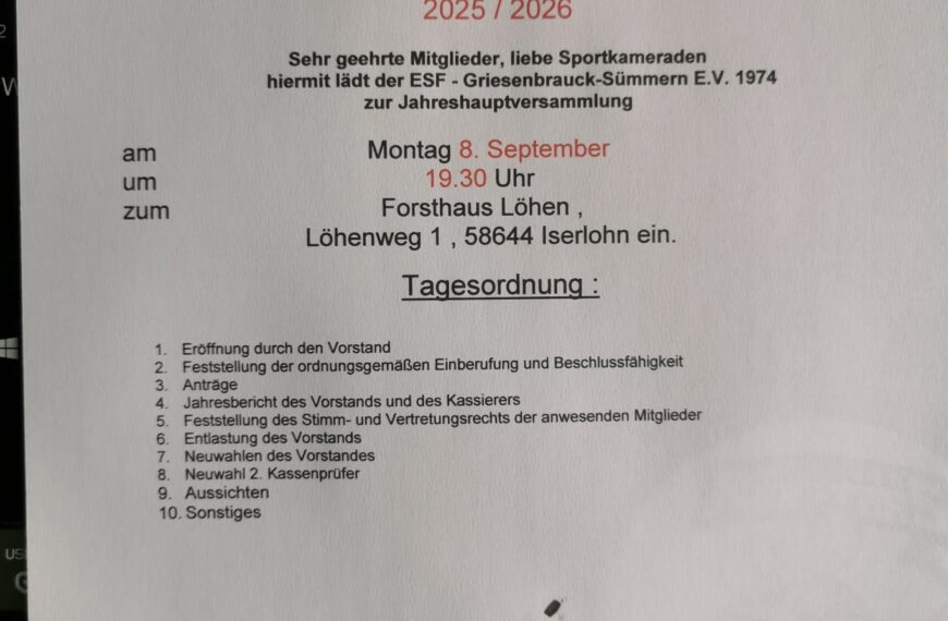 Jahreshauptversammlung 2025 / 2026